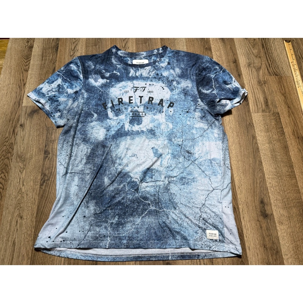 Firetrap Shirts Men's Size 2XL Blue Short Sleeve Crew Neck Tie Dye Casual